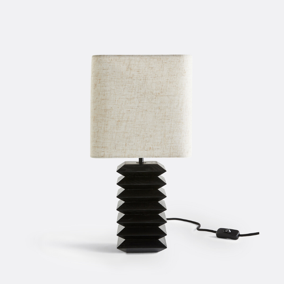 Lampe à poser en frêne massif et lin, Remilo