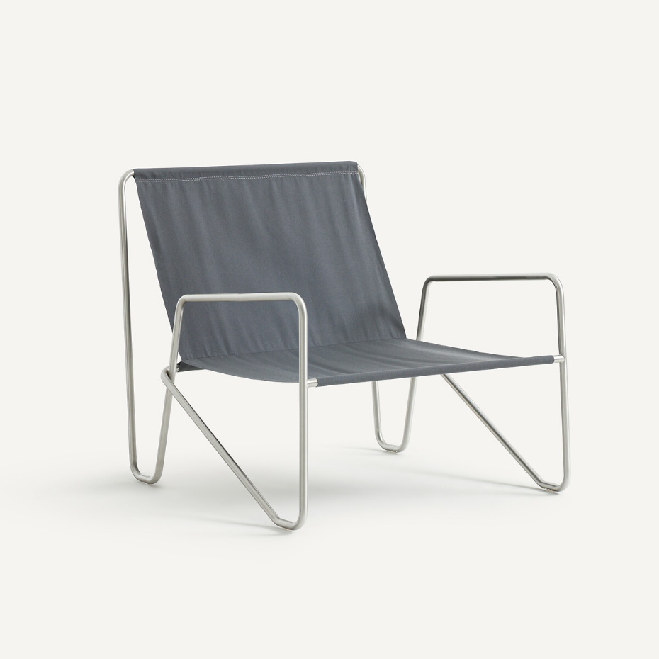 Fauteuil en coton-lin et métal acier, Nomad