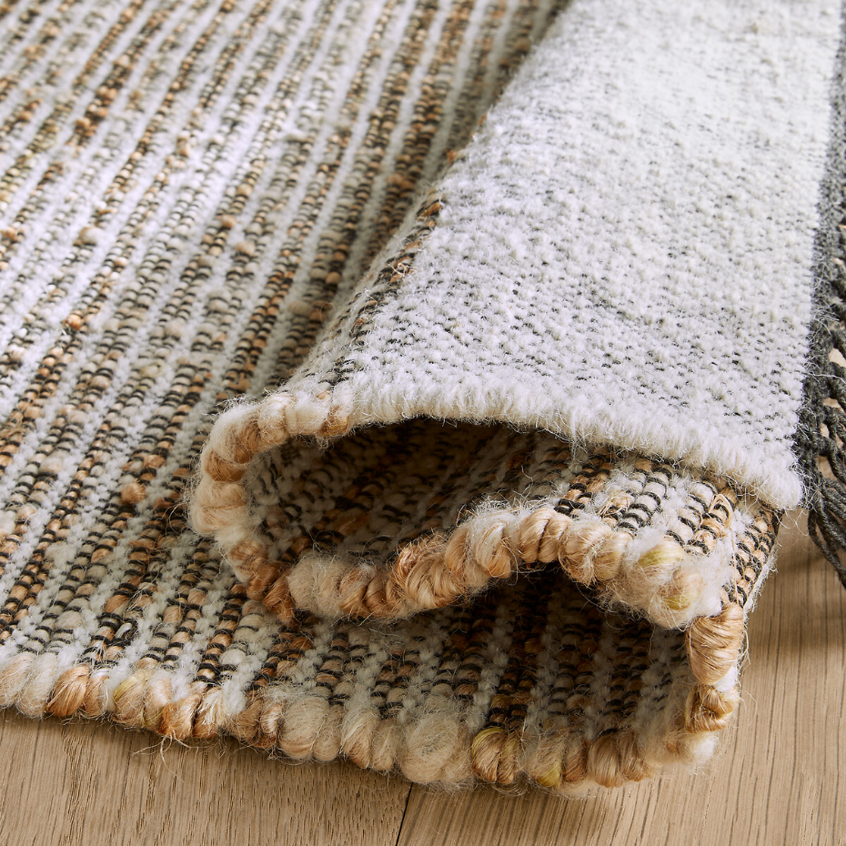 Tapis jute laine et coton, tissé plat, Siptah