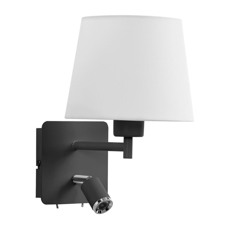 Applique Tête De Lit Room Noir Liseuse Abat-jour Blanc