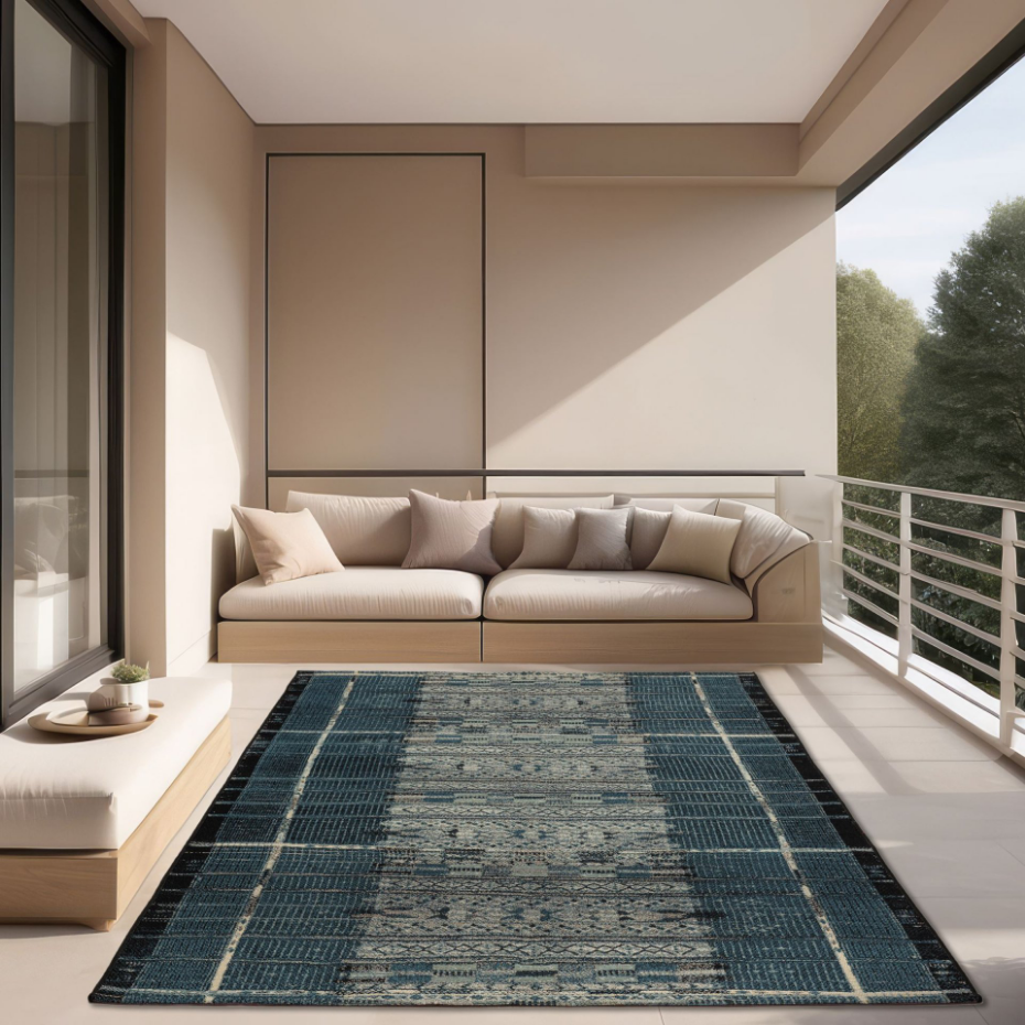 Tapis d'extérieur tissé plat à motifs géométriques - Aurora