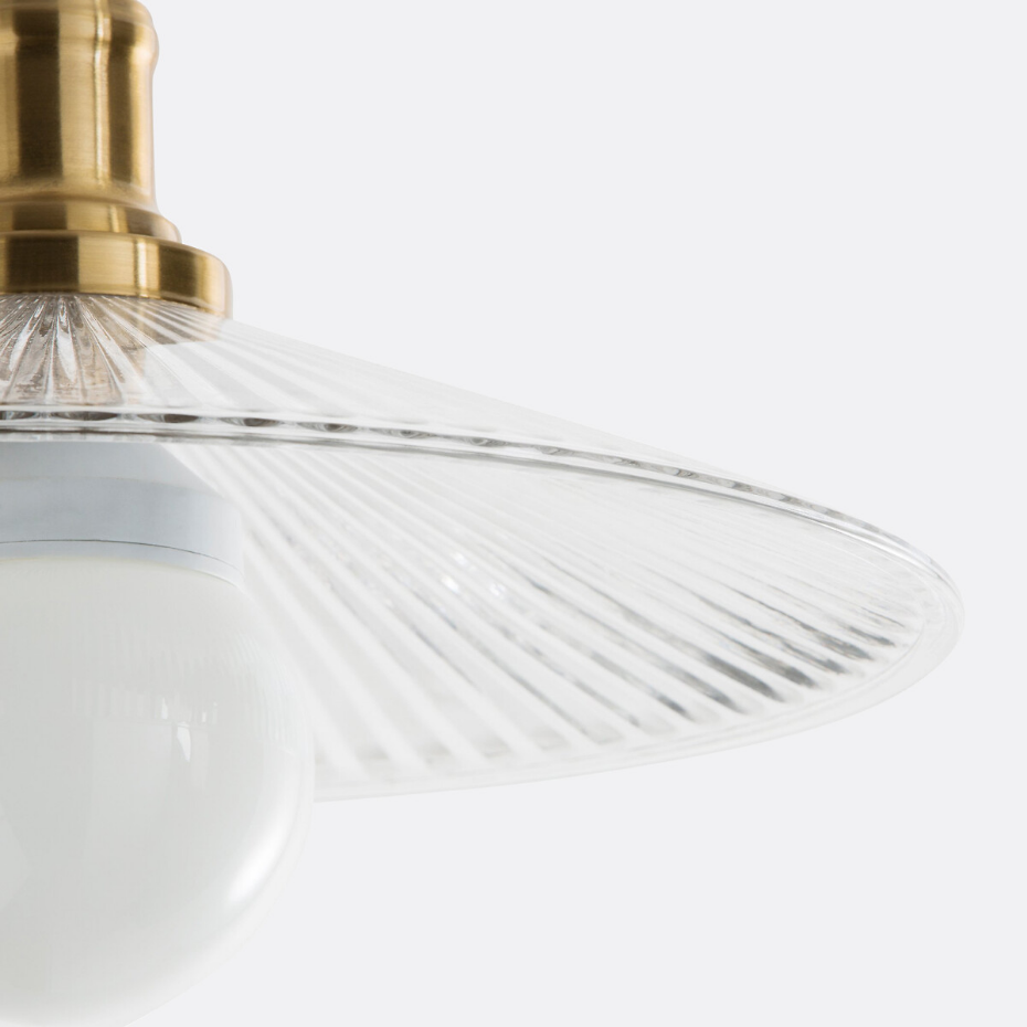 Suspension laiton et verre strié Ø35,5 cm, Iloa