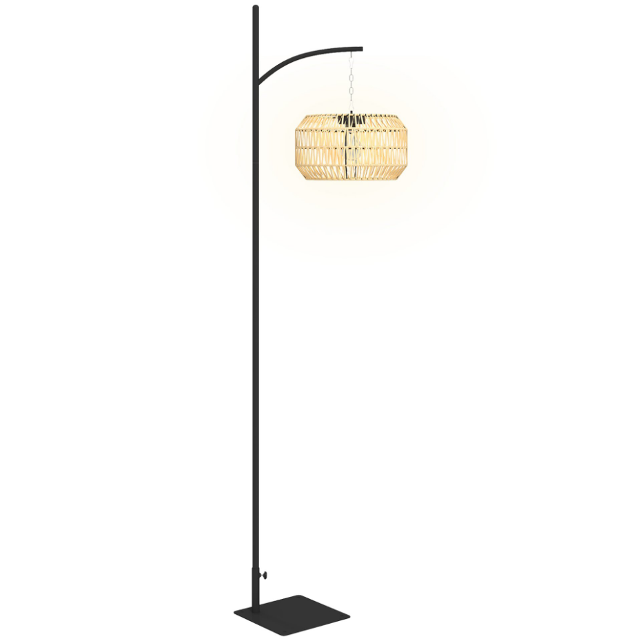 Lampadaire extérieur LED bohème résine effet rotin