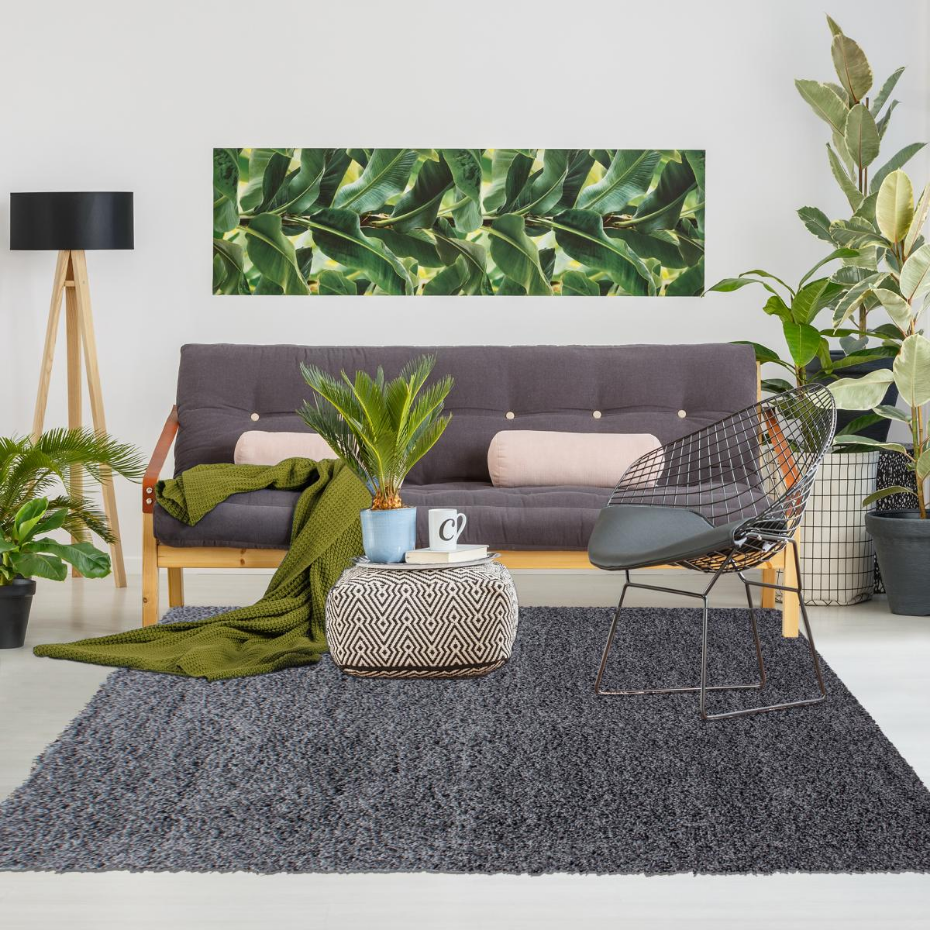 Tapis poils longs shaggy tissé motif uni UNI L