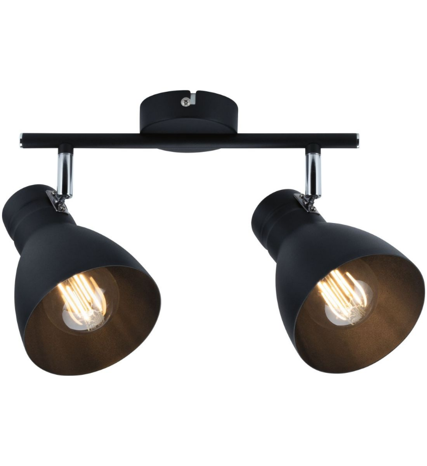 Spot réglette 2 lumières davy noir 2x20w