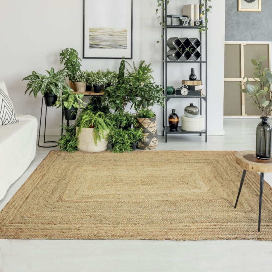 Tapis salon en jute tressé  artisanal VEGETAL JUTE - style bohème