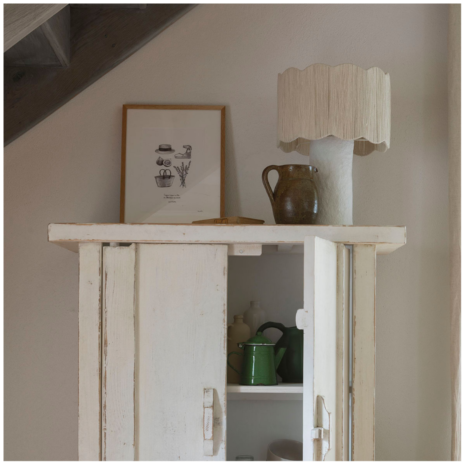 Lampe LEO papier mâché et AJ cylindrique jute