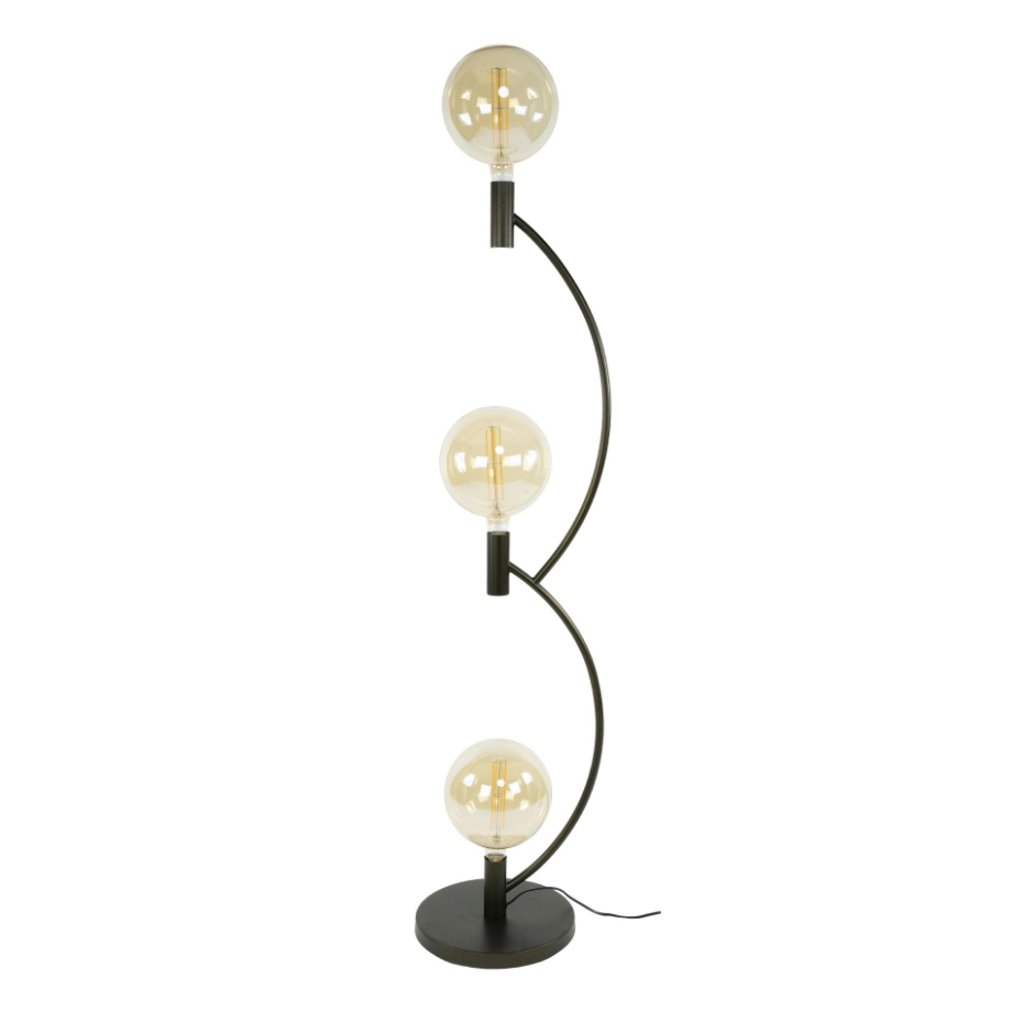 Lampadaire salon en métal courbe finition bronze 3 lampes RALF