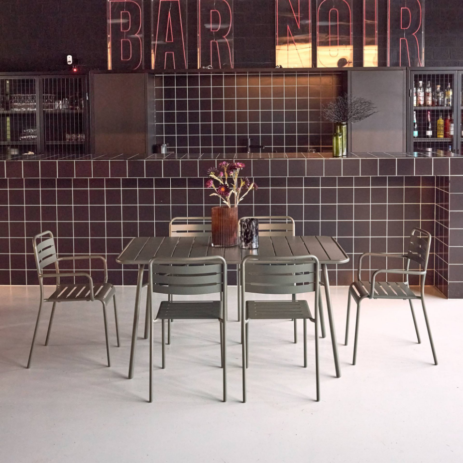 Table de jardin pliante métal + 6 assises AMÉLIA