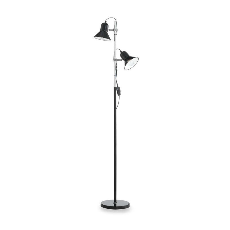 Lampadaire 2 diffuseurs métal noir et chrome Polly