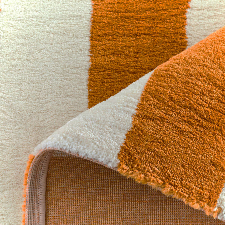 Tapis intérieur rayures ocre et blanc PABLO