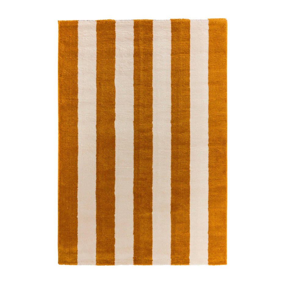 Tapis intérieur rayures ocre et blanc PABLO