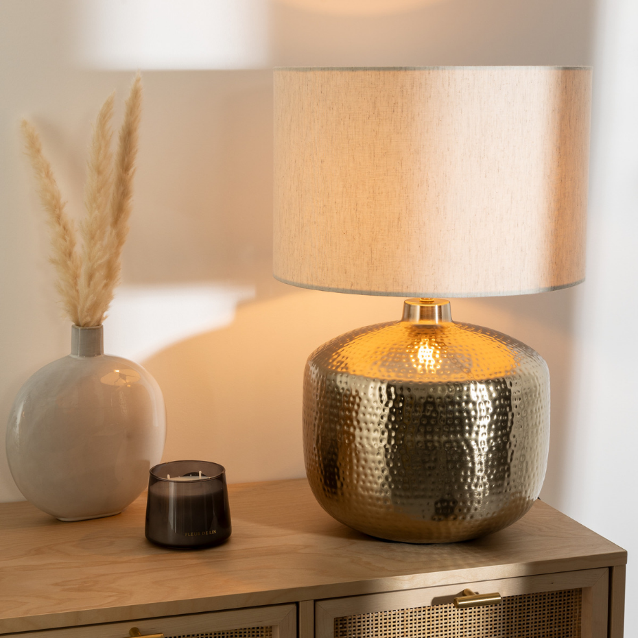 Lampe à poser métal et coton KAIS