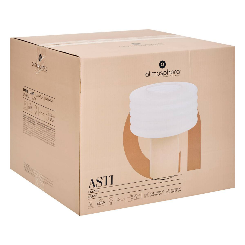 Lampe à poser verre sablé et grès ASTI