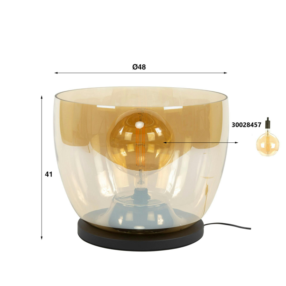 Lampe de salon moderne avec vasque en verre gris fumé 41 cm NIAGARA