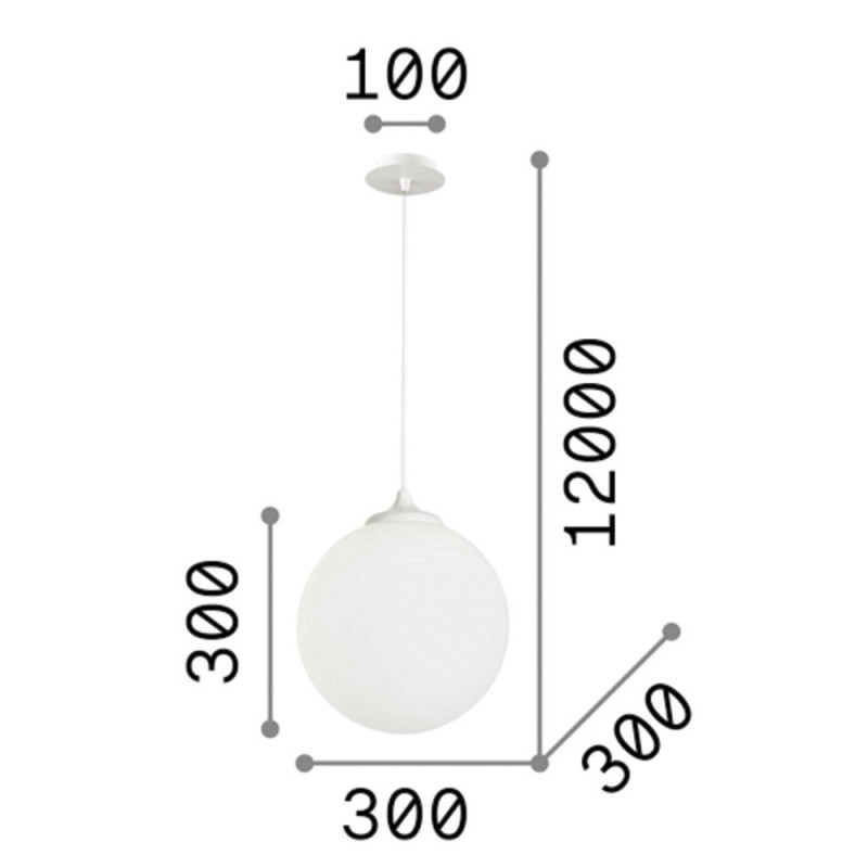 Suspension Boule Verre Mamba et très long câble textile électrique
