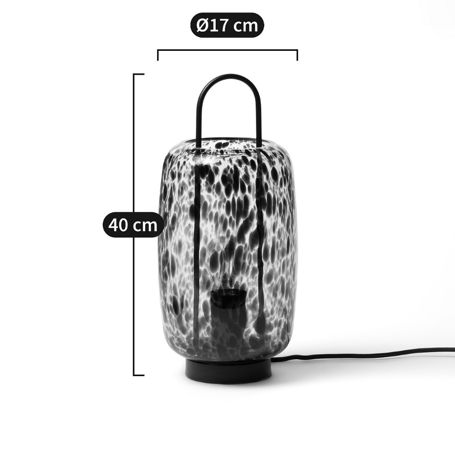 Lampe à poser métal acier et verre ambré, Toleco