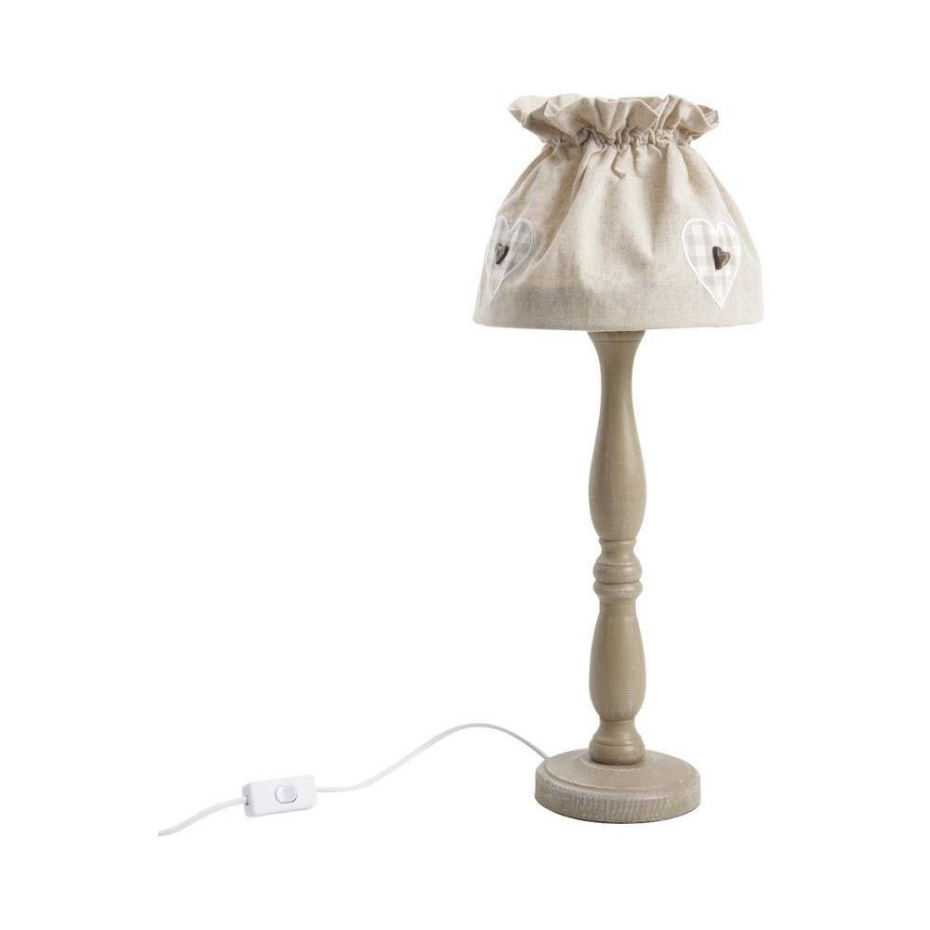 Lampe à poser en bois et coton écru