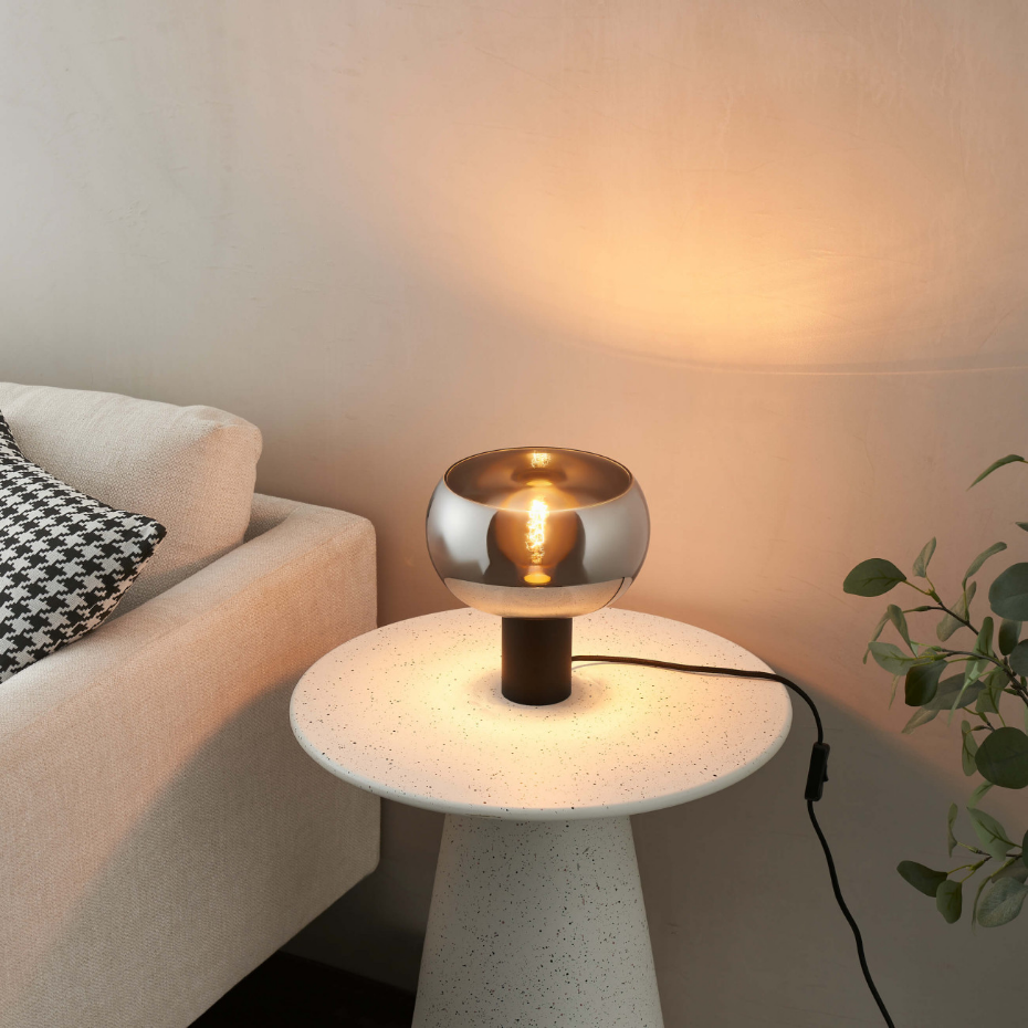 Lampe à poser verre fumé et marbre - MILAN
