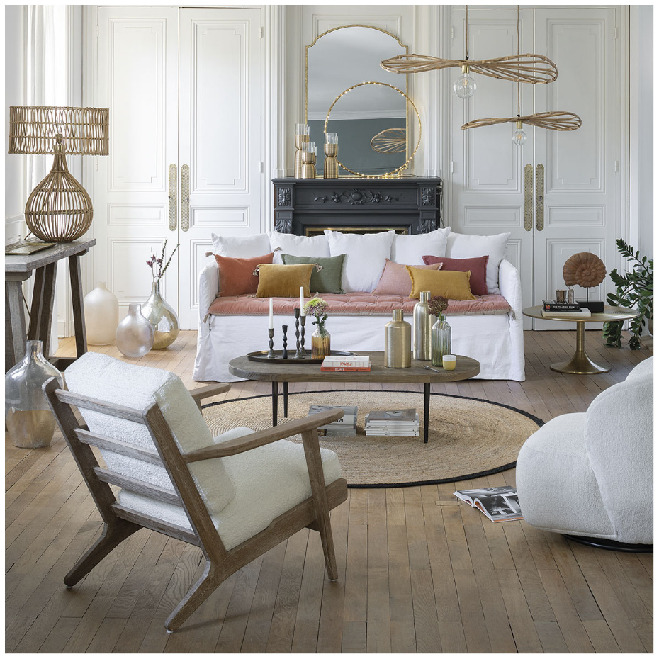 Pied de lampe en rotin