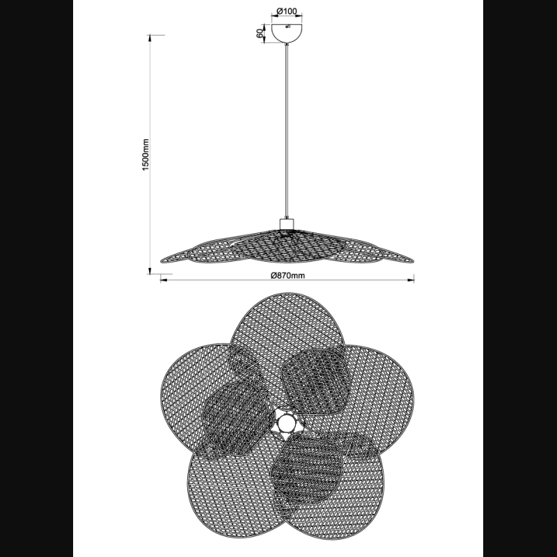 Suspension en métal bohème, D.87 , FLEURE