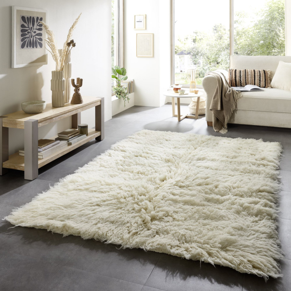 Tapis grec flokati original en laine tissé main épaisse - Flokos 2450