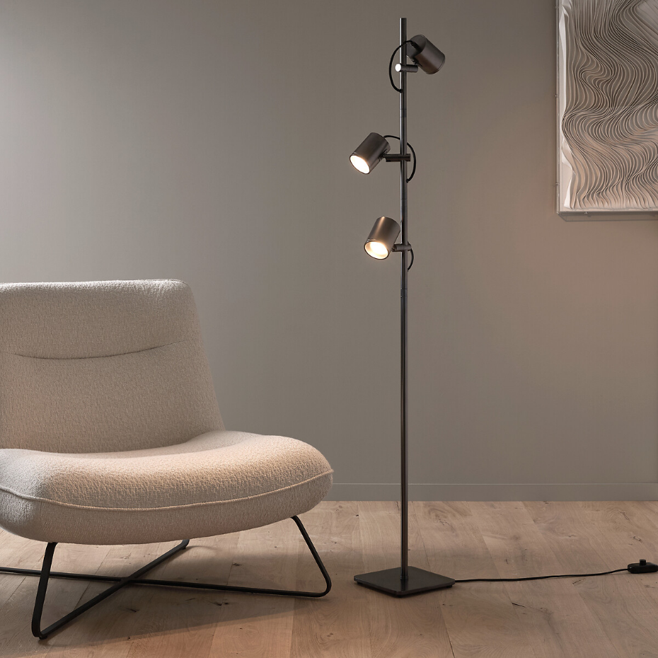 Lampadaire 3 spots orientables graphite, Girevole