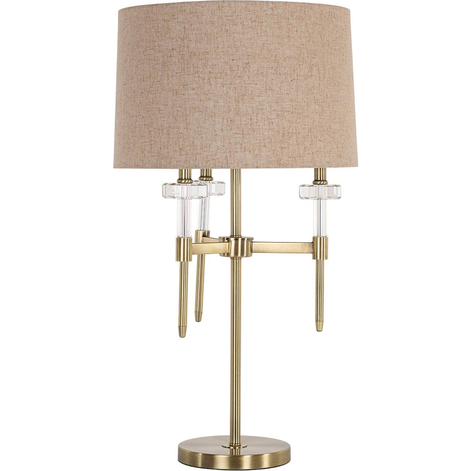 Lampe de table ronde en laiton brossé et cristal