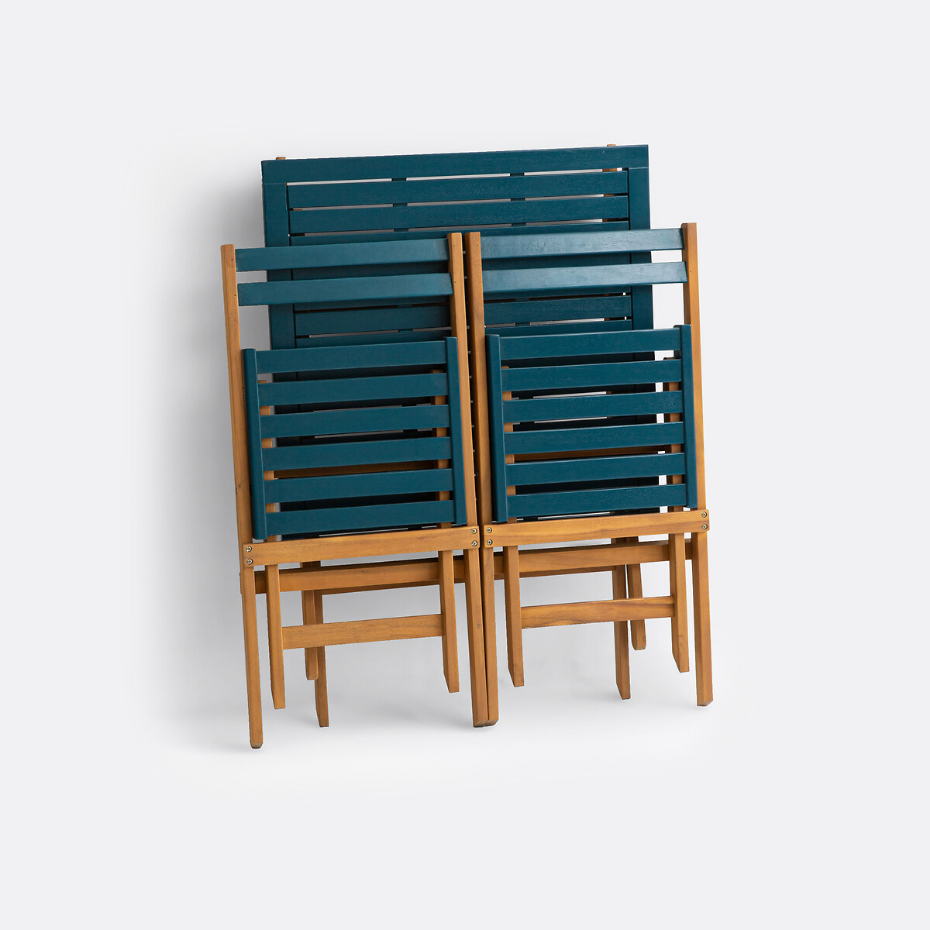 Ensemble de jardin pliable, 3 pièces, en acacia, DUDENA