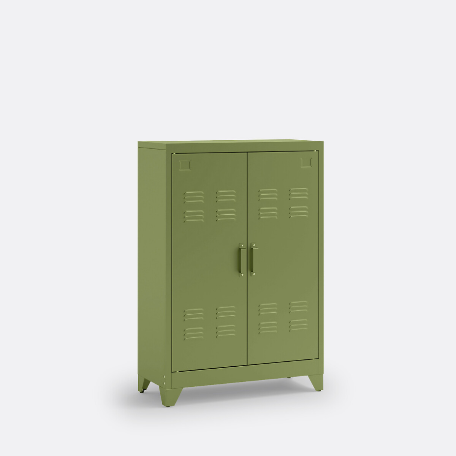 Armoire basse 2 portes en métal acier, Hiba