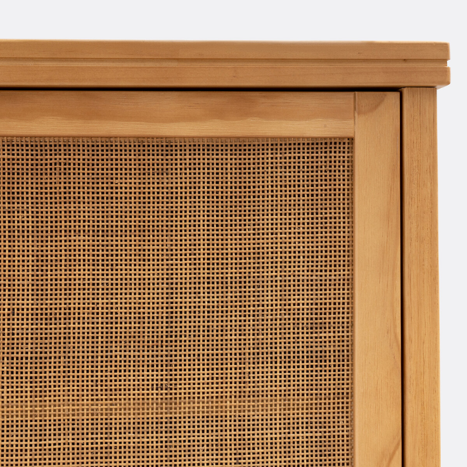 Armoire 2 portes pin massif et cannage, Gabin