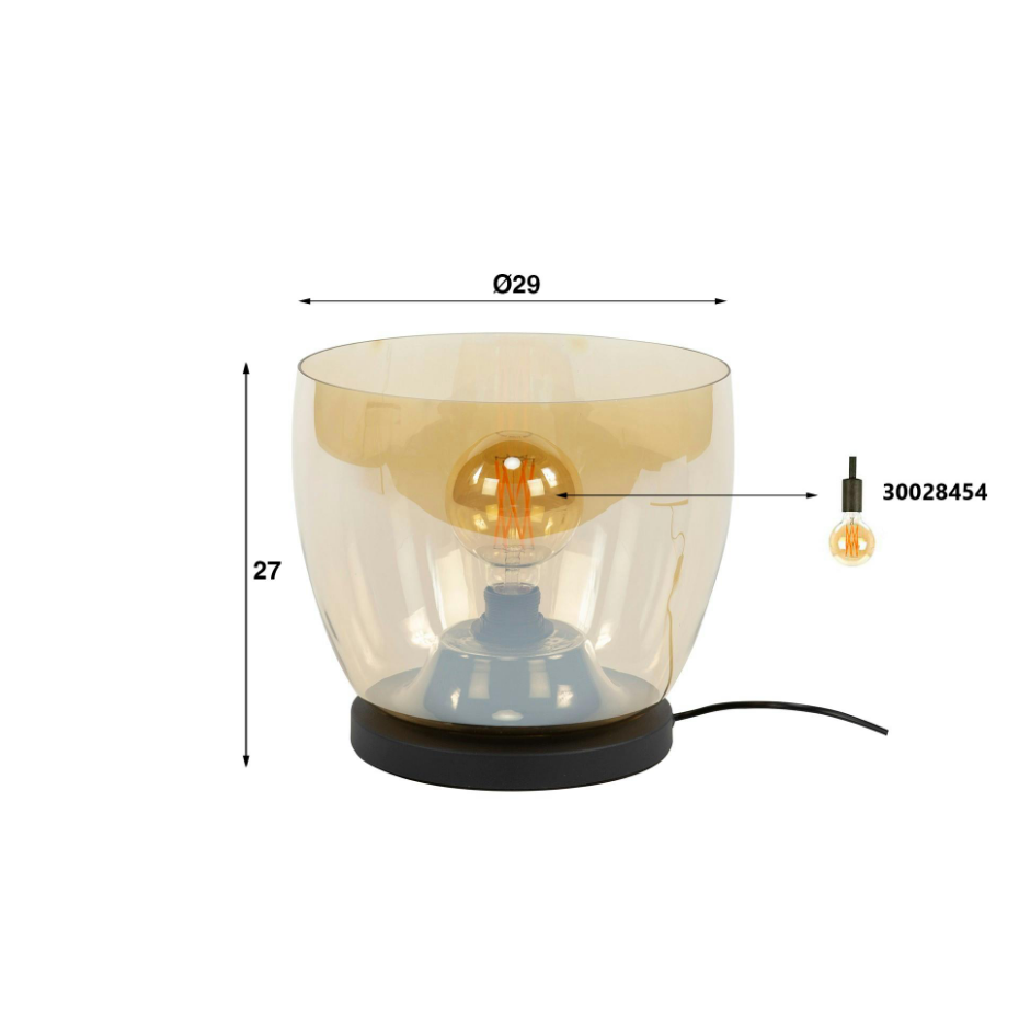 Lampe de salon moderne avec vasque en verre gris fumé 27 cm NIAGARA