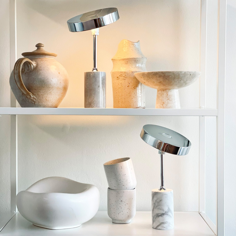 Lampe à poser LED Starlight chrome, marbre gris