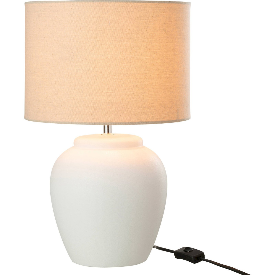 Lampe de salon en poterie ronde avec abat-jour en lin