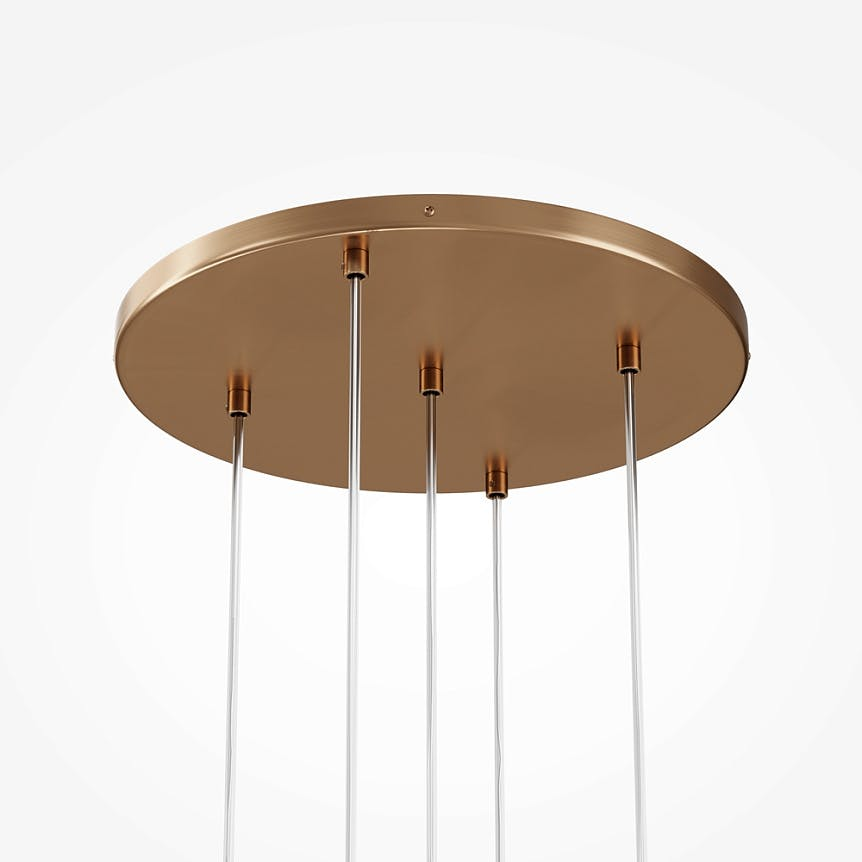 Suspension moderne verre & or - 5 globes en grappe DELTONA