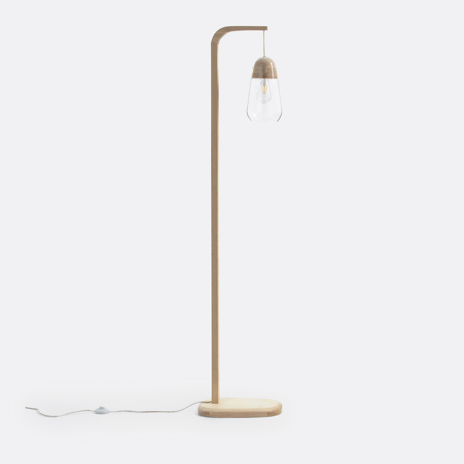 Lampadaire verre et bois Nasoa