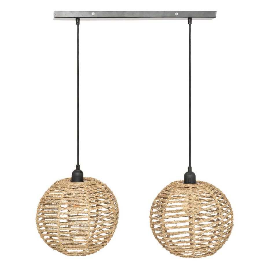 Suspension jonc ethnique 2 lampes RANA
