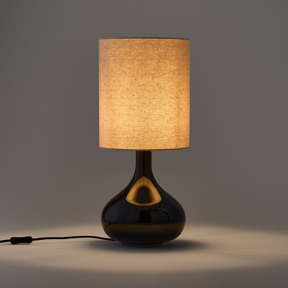 Lampe à poser verre et lin, Juna