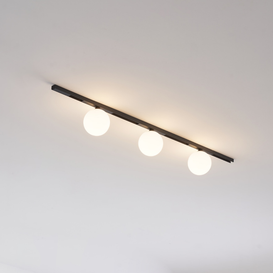 Kit rail 3 boules LED verre dépoli - LYNE