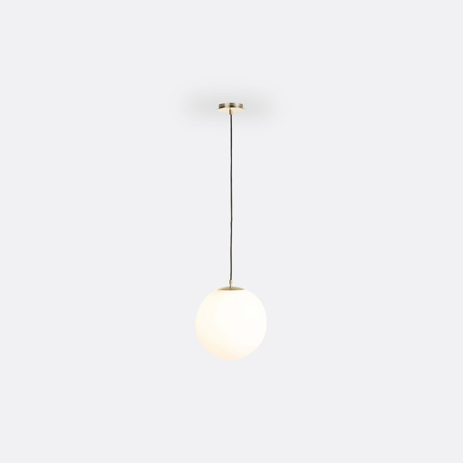 Suspension laiton et verre opaline Ø30 cm, Moricio