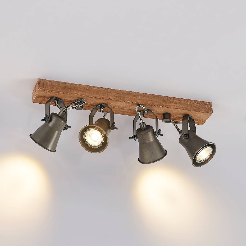 Projecteur halogène en bois vintage