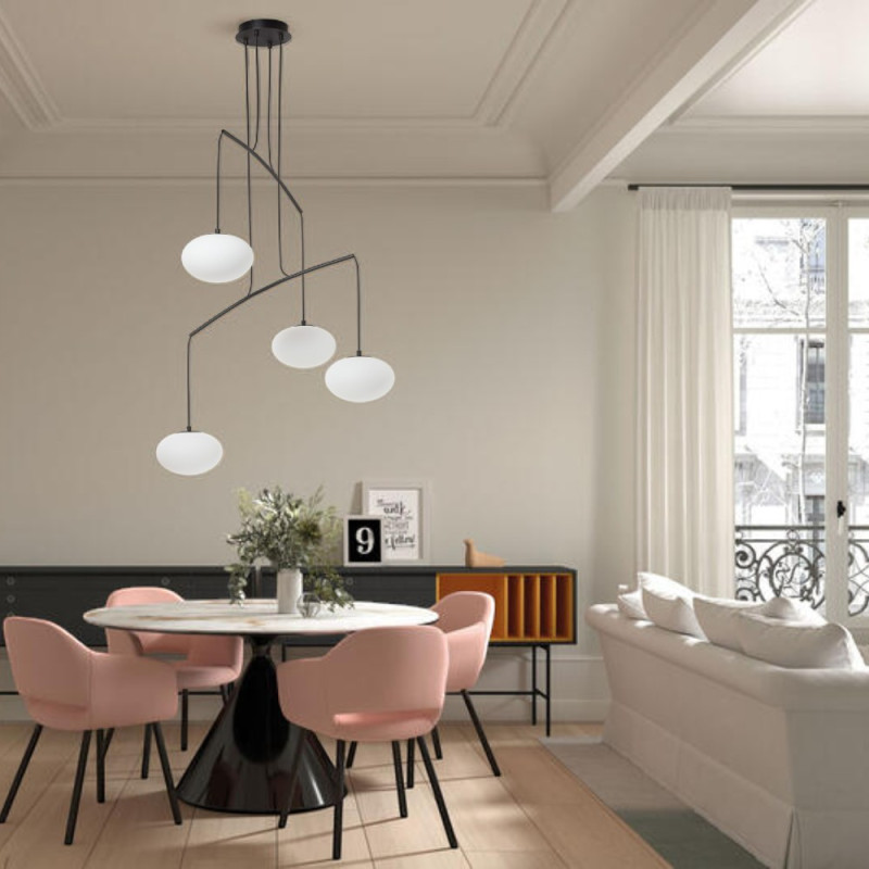 Grande lampe à suspension globe Press noir