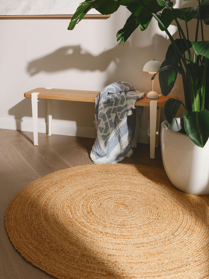 Tapis rond de jute tissé main JUTTA