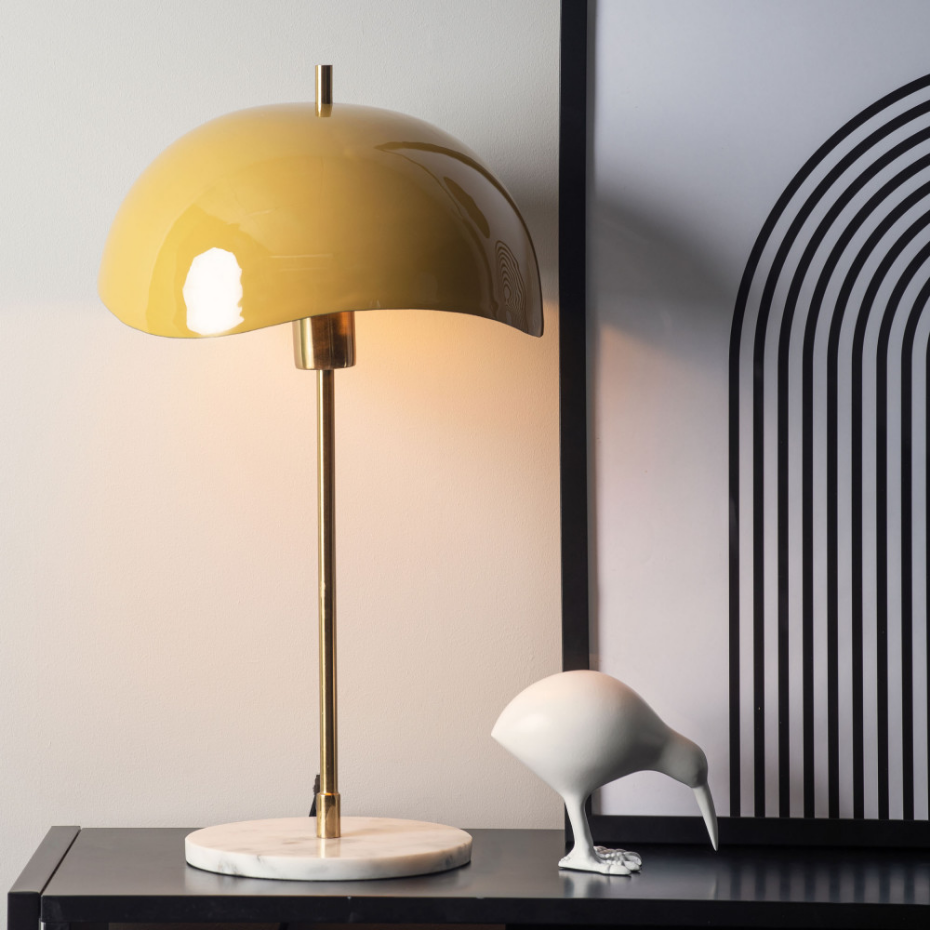 Lampe à poser en métal et marbre- WAVED DOME