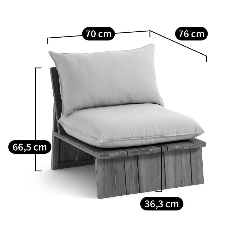 Fauteuil de jardin, acacia, Brut