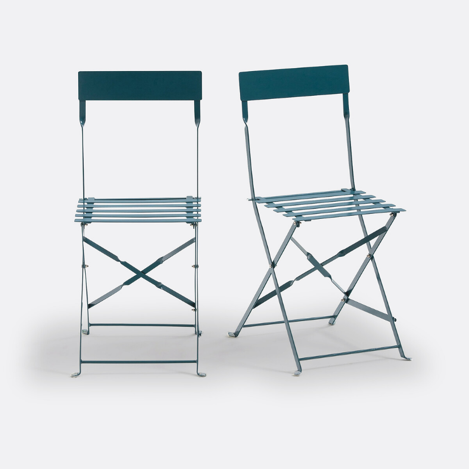 Lot de 2 chaises pliantes métal fer, Ozevan