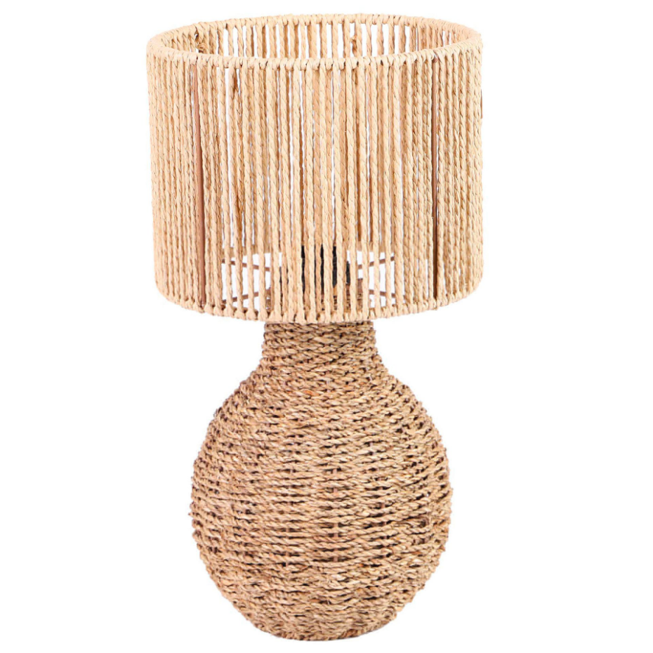 Lampe à poser en corde et algue marine