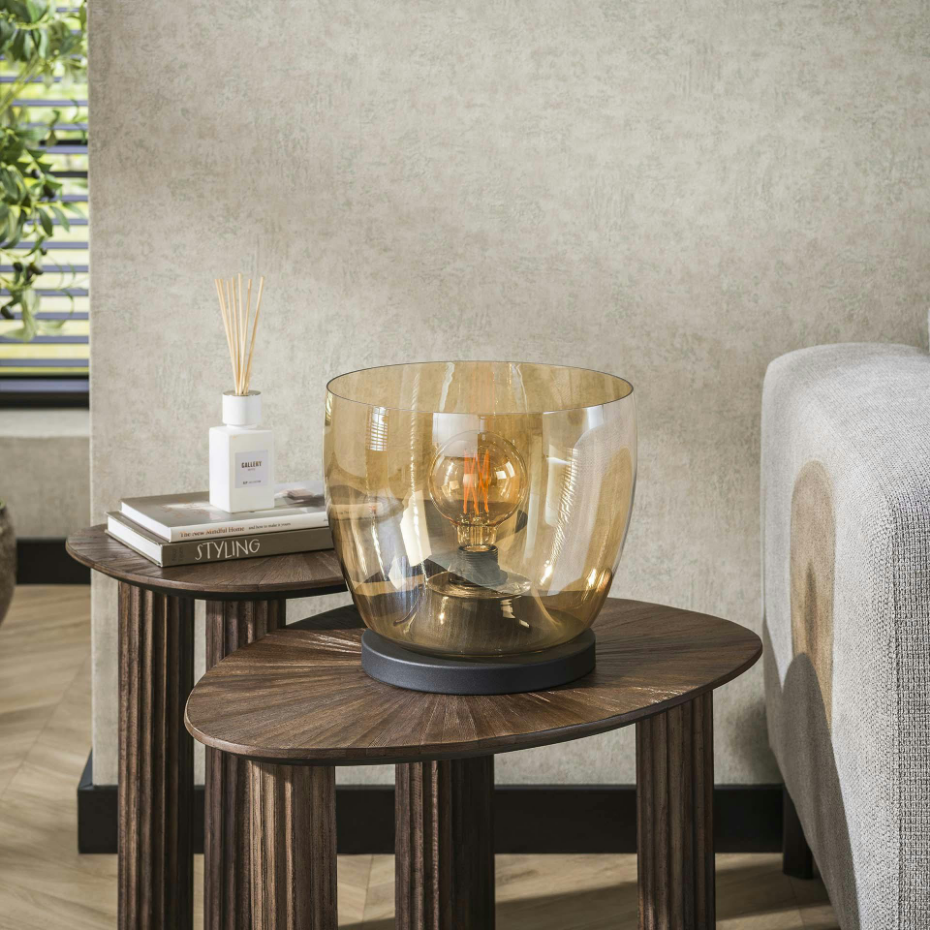 Lampe de salon moderne avec vasque en verre ambré 27 cm NIAGARA
