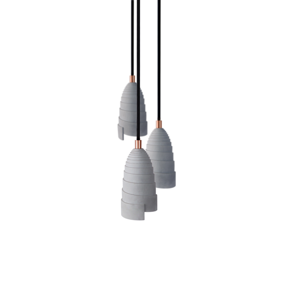 Lot de 3 suspensions béton - FLANELLE TRIPLE