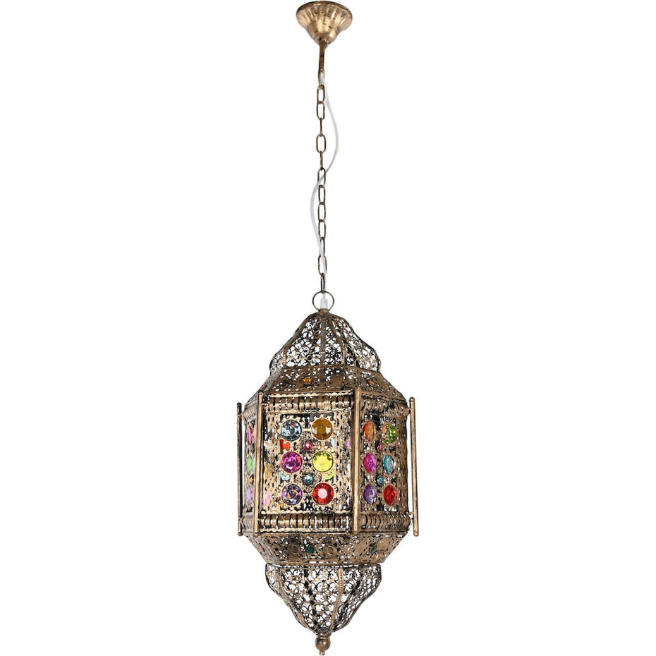 Suspension en métal ajouré hexagone orientale